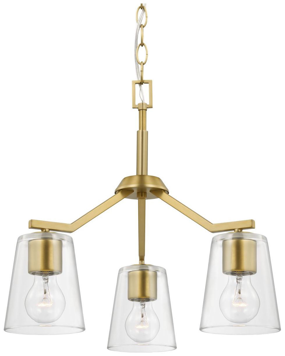 Vertex Collection Three-Light Clear Glass Convertible Chandelier