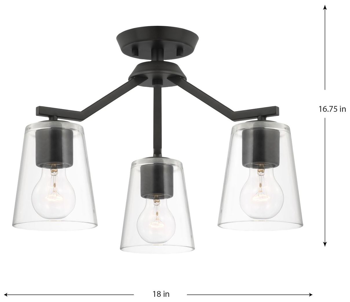 Image 4 Vertex Collection Three-Light Clear Glass Convertible Chandelier more views