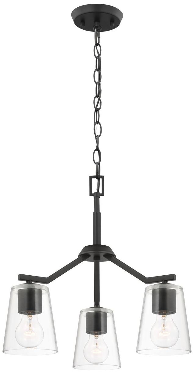 Image 5 Vertex Collection Three-Light Clear Glass Convertible Chandelier more views