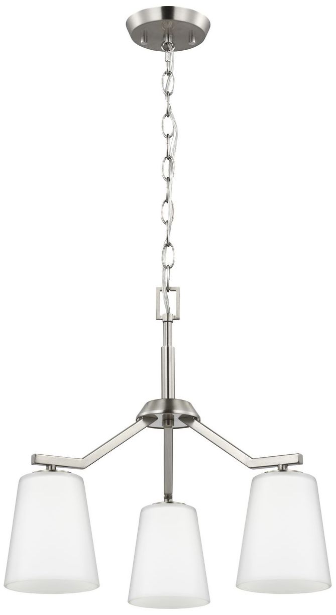 Image 3 Vertex Collection Three-Light Etched White Convertible Chandelier more views