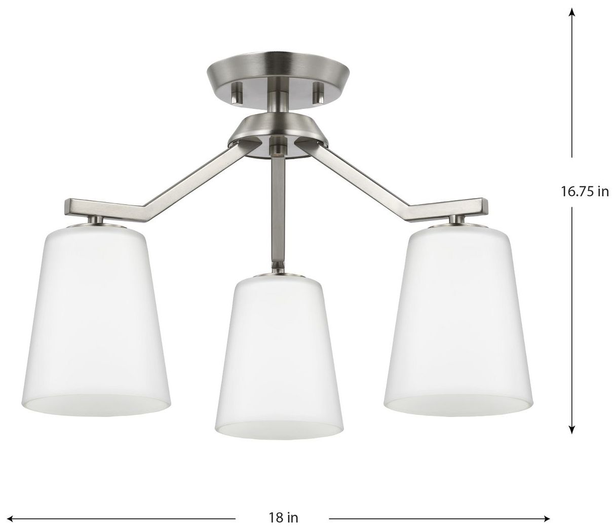 Image 4 Vertex Collection Three-Light Etched White Convertible Chandelier more views