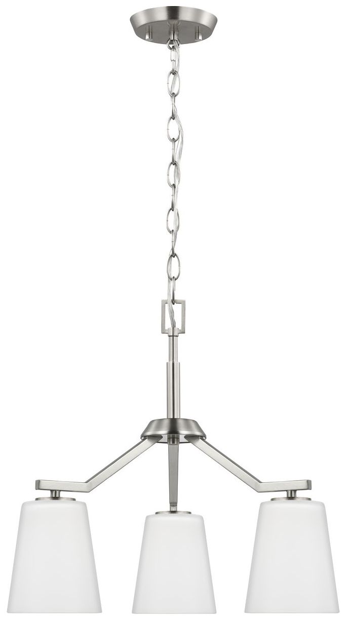 Image 6 Vertex Collection Three-Light Etched White Convertible Chandelier more views