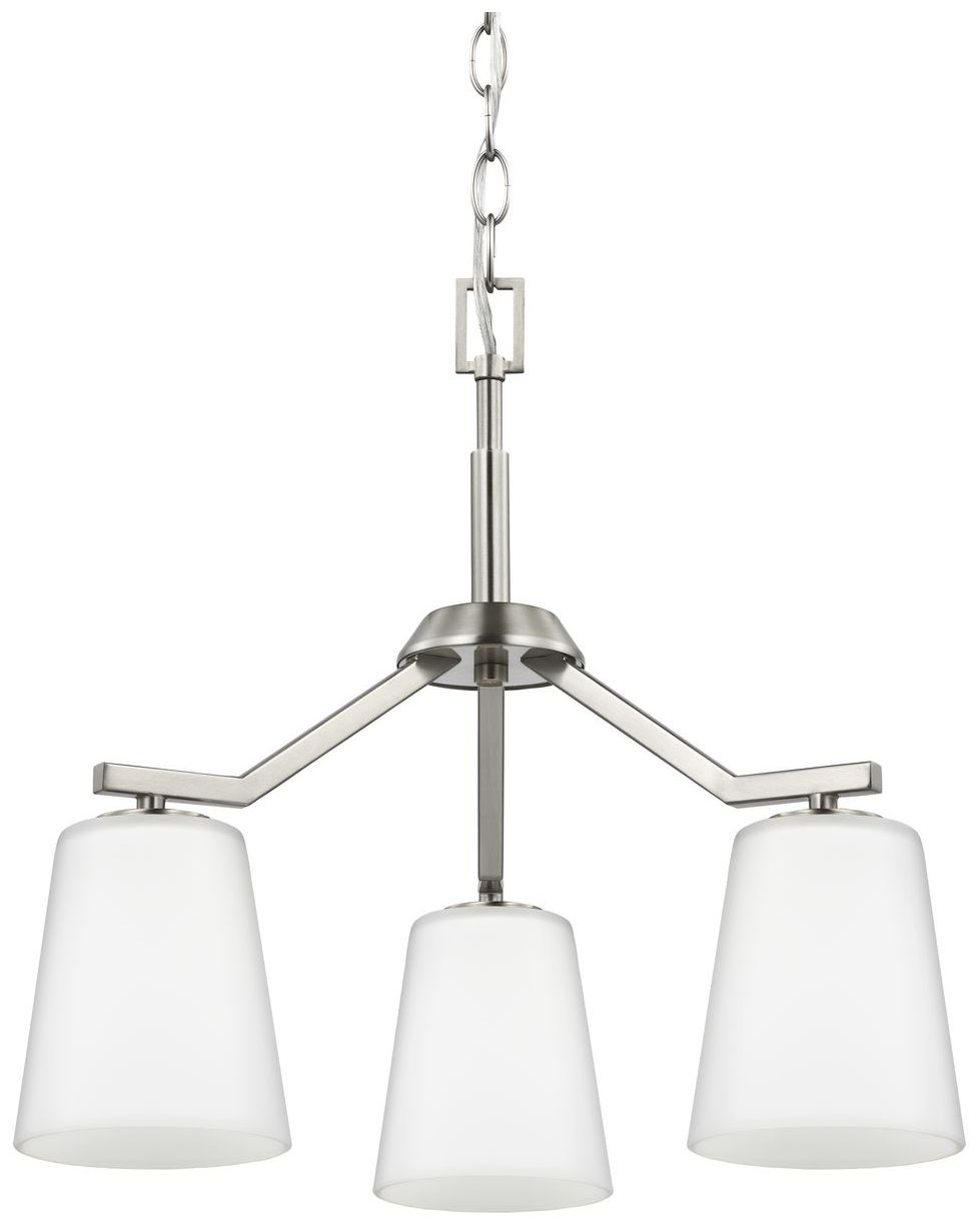 Vertex Collection Three-Light Etched White Convertible Chandelier