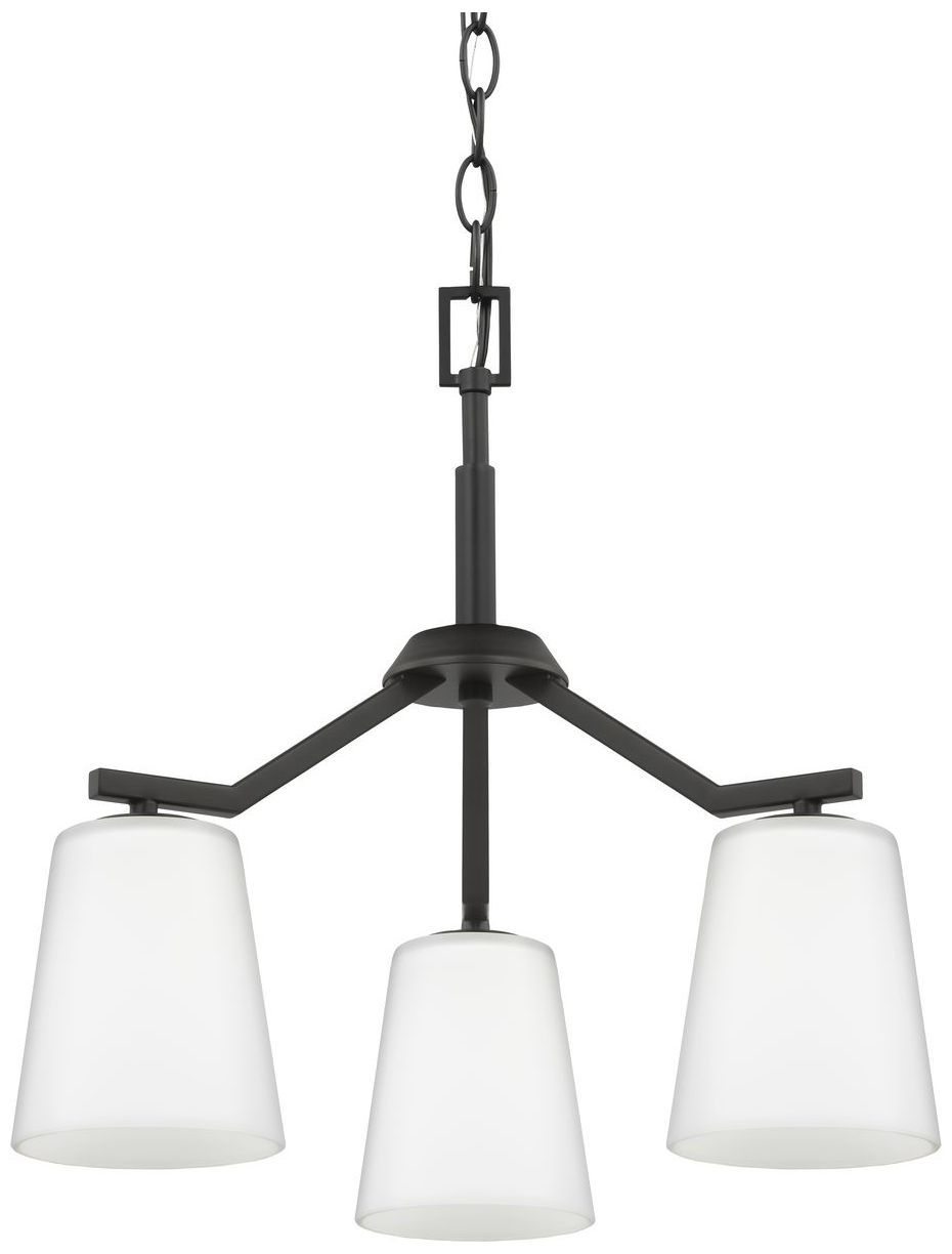 Vertex Collection Three-Light Etched White Convertible Chandelier