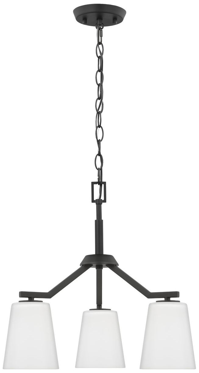Image 7 Vertex Collection Three-Light Etched White Convertible Chandelier more views