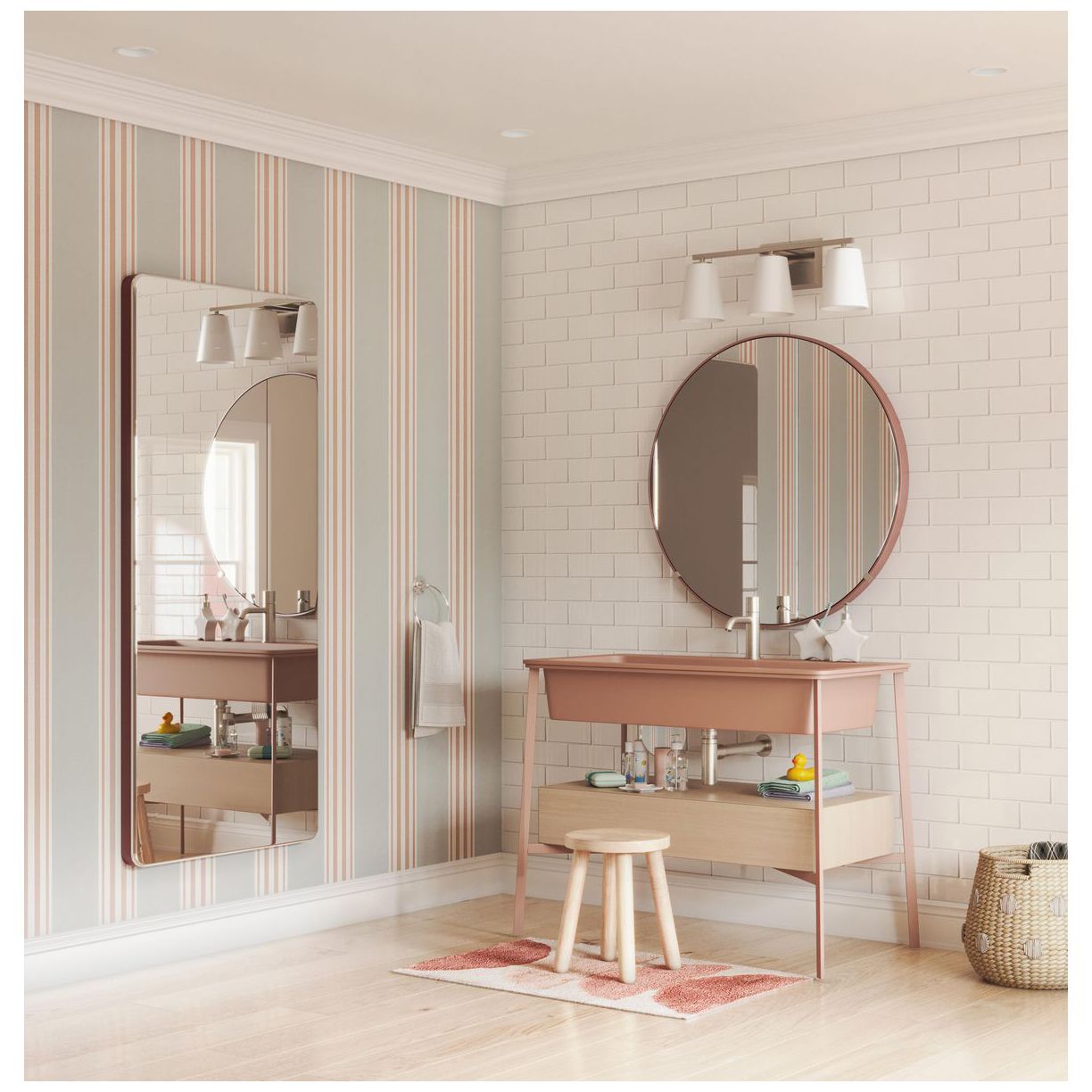 Image 2 Vertex Collection Three-Light Etched White Glass Contemporary Bath Light more views