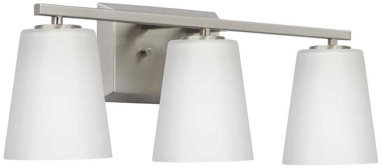 Image 3 Vertex Collection Three-Light Etched White Glass Contemporary Bath Light more views