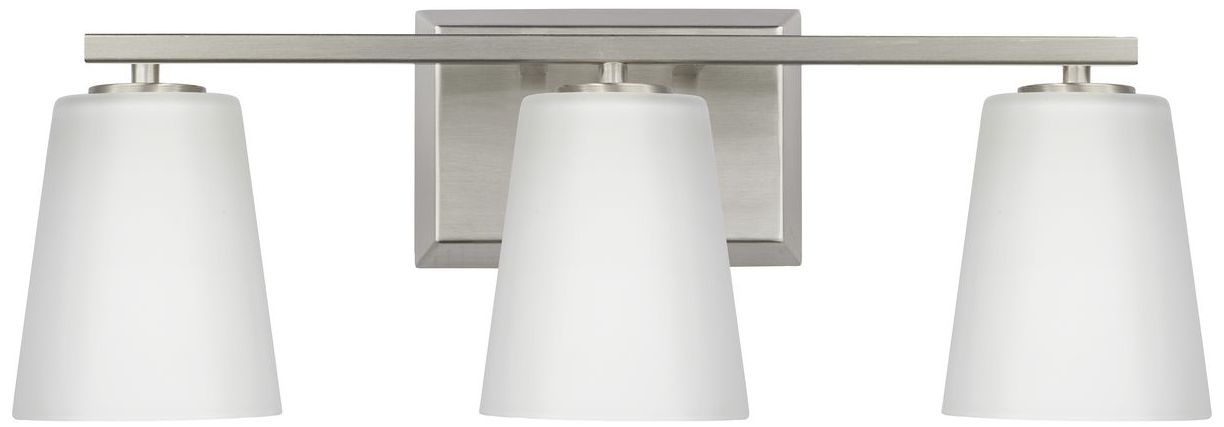 Image 5 Vertex Collection Three-Light Etched White Glass Contemporary Bath Light more views