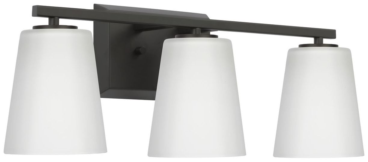 Image 3 Vertex Collection Three-Light Etched White Glass Contemporary Bath Light more views