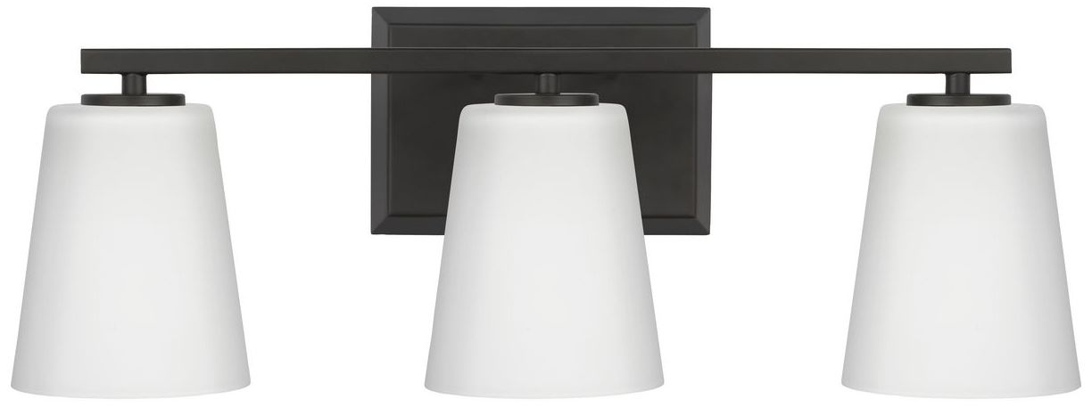 Image 5 Vertex Collection Three-Light Etched White Glass Contemporary Bath Light more views