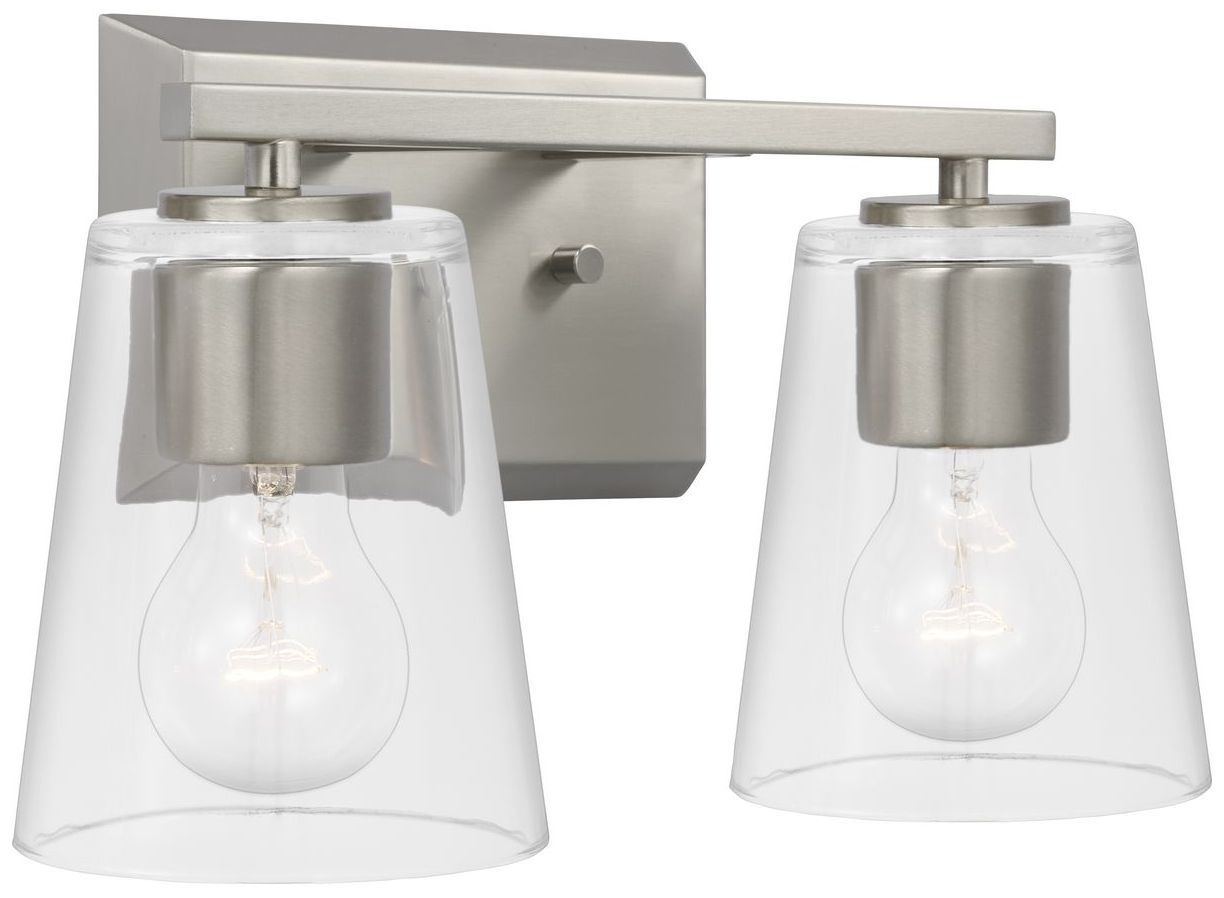 Vertex Collection Two-Light Clear Glass Contemporary Bath Light