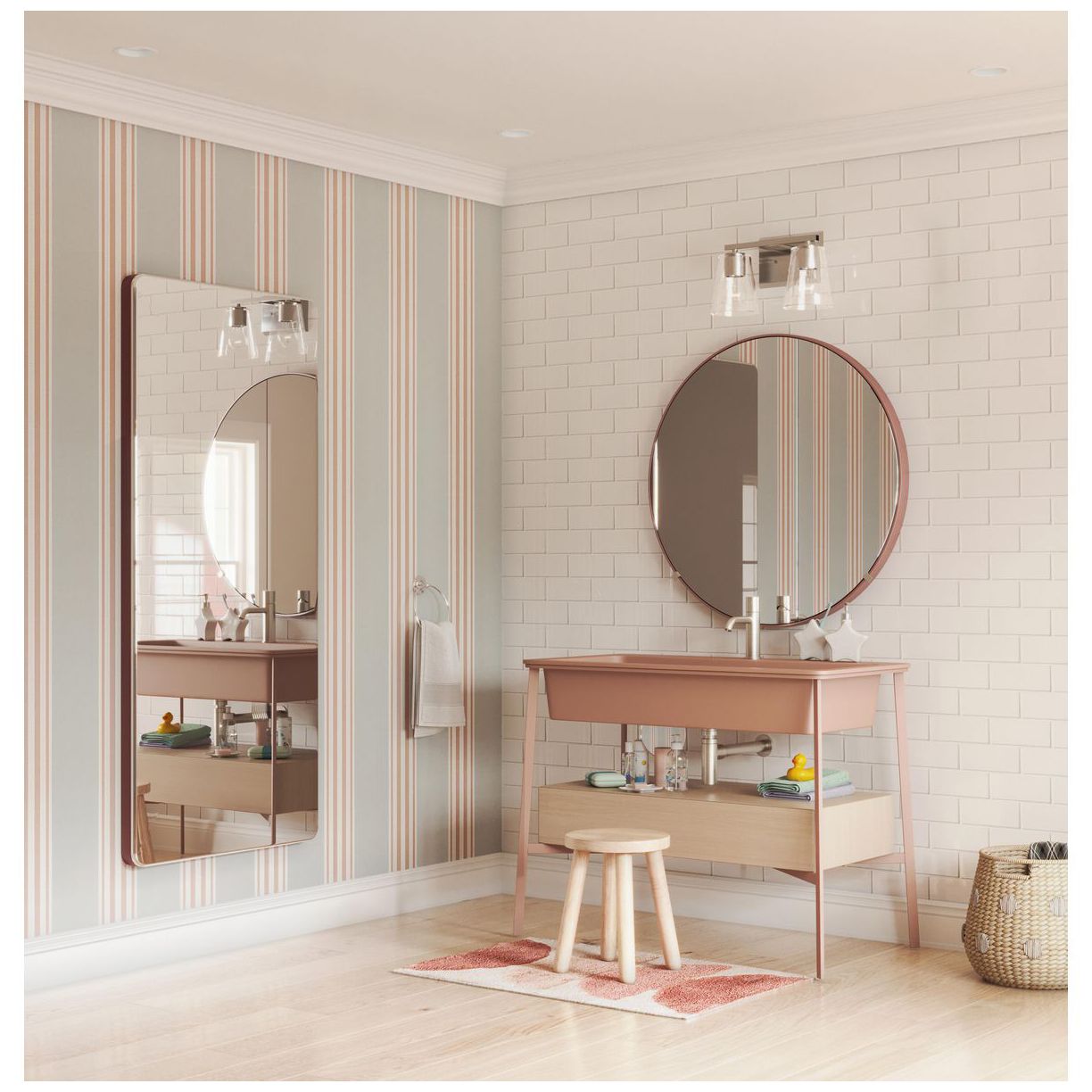 Image 2 Vertex Collection Two-Light Clear Glass Contemporary Bath Light more views