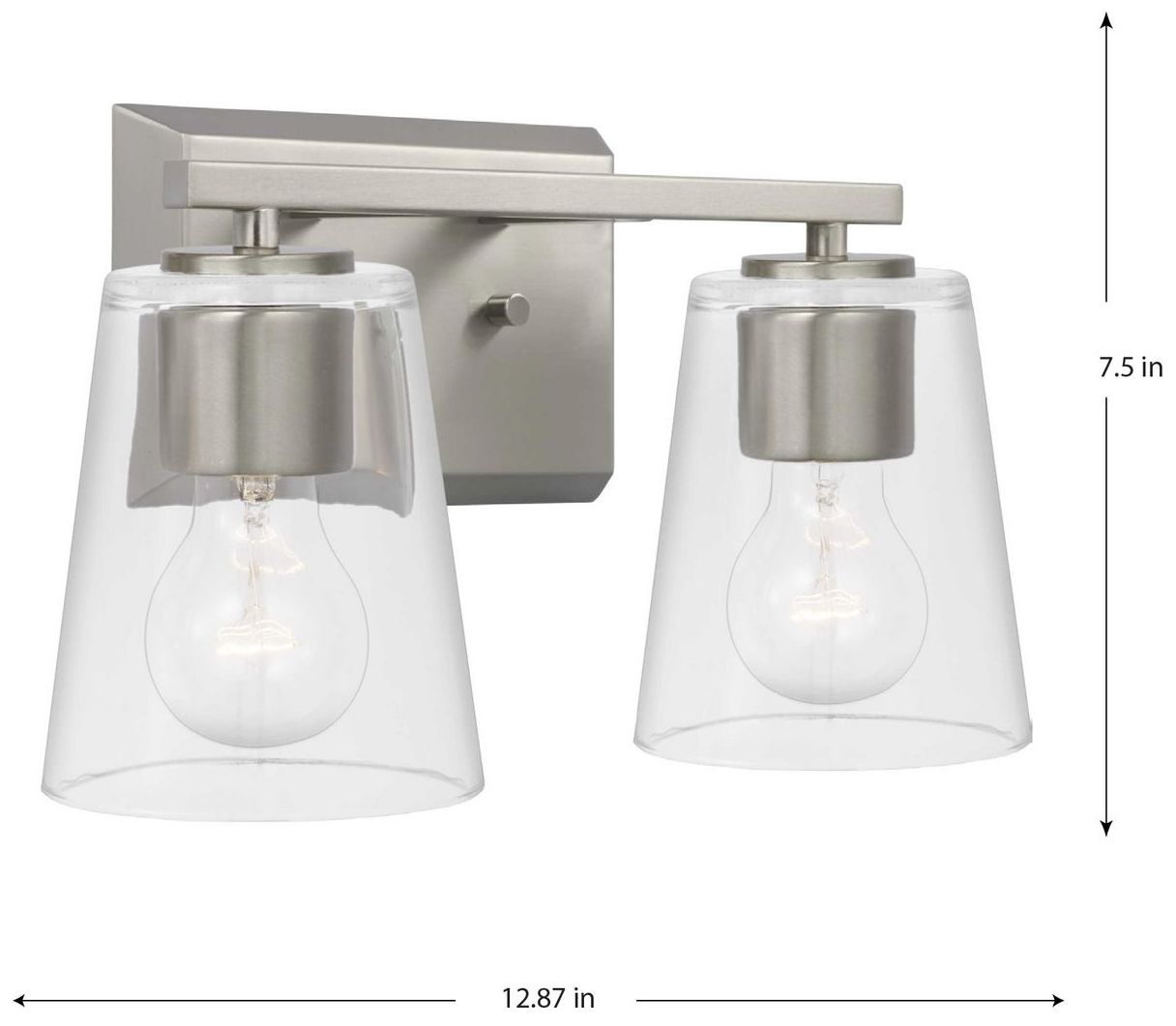 Image 4 Vertex Collection Two-Light Clear Glass Contemporary Bath Light more views