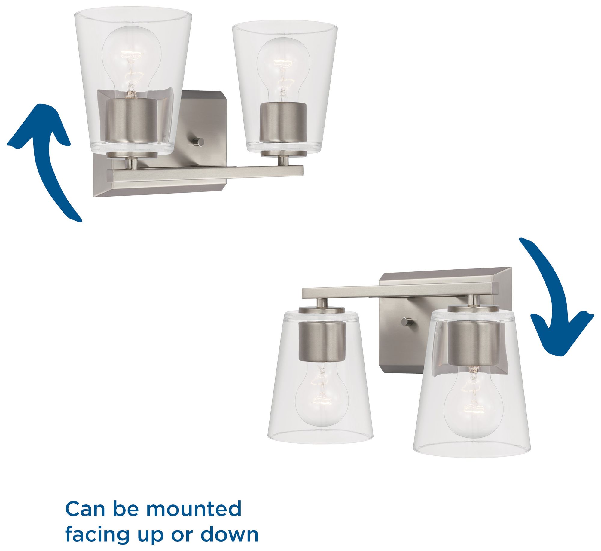 Vertex Collection Two-Light Clear Glass Contemporary Bath Light