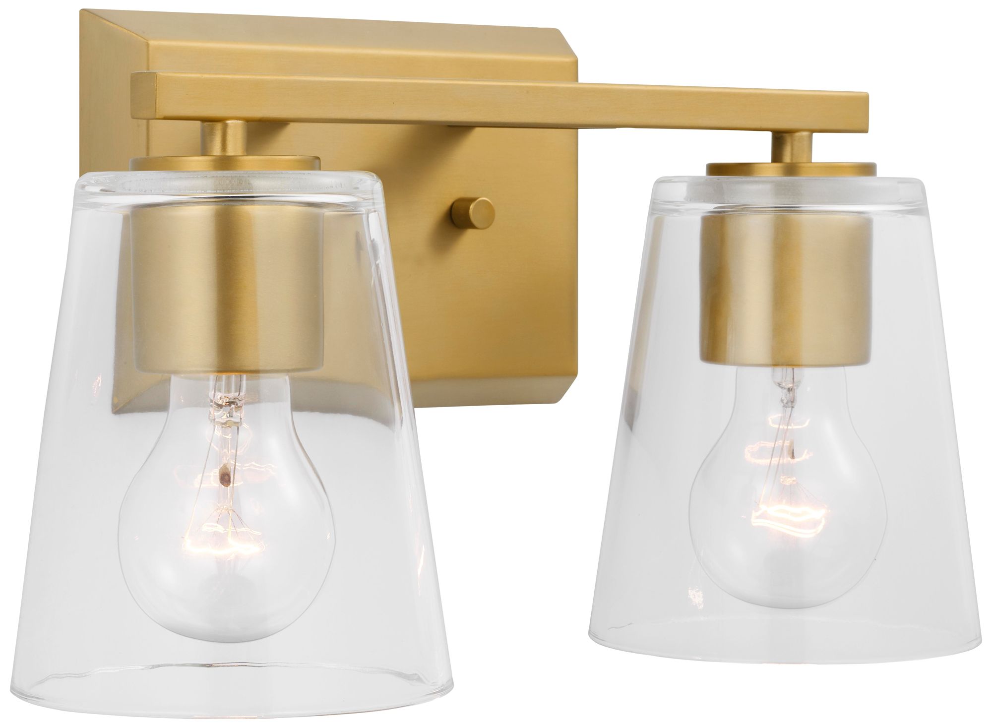 Vertex Collection Two-Light Clear Glass Contemporary Bath Light