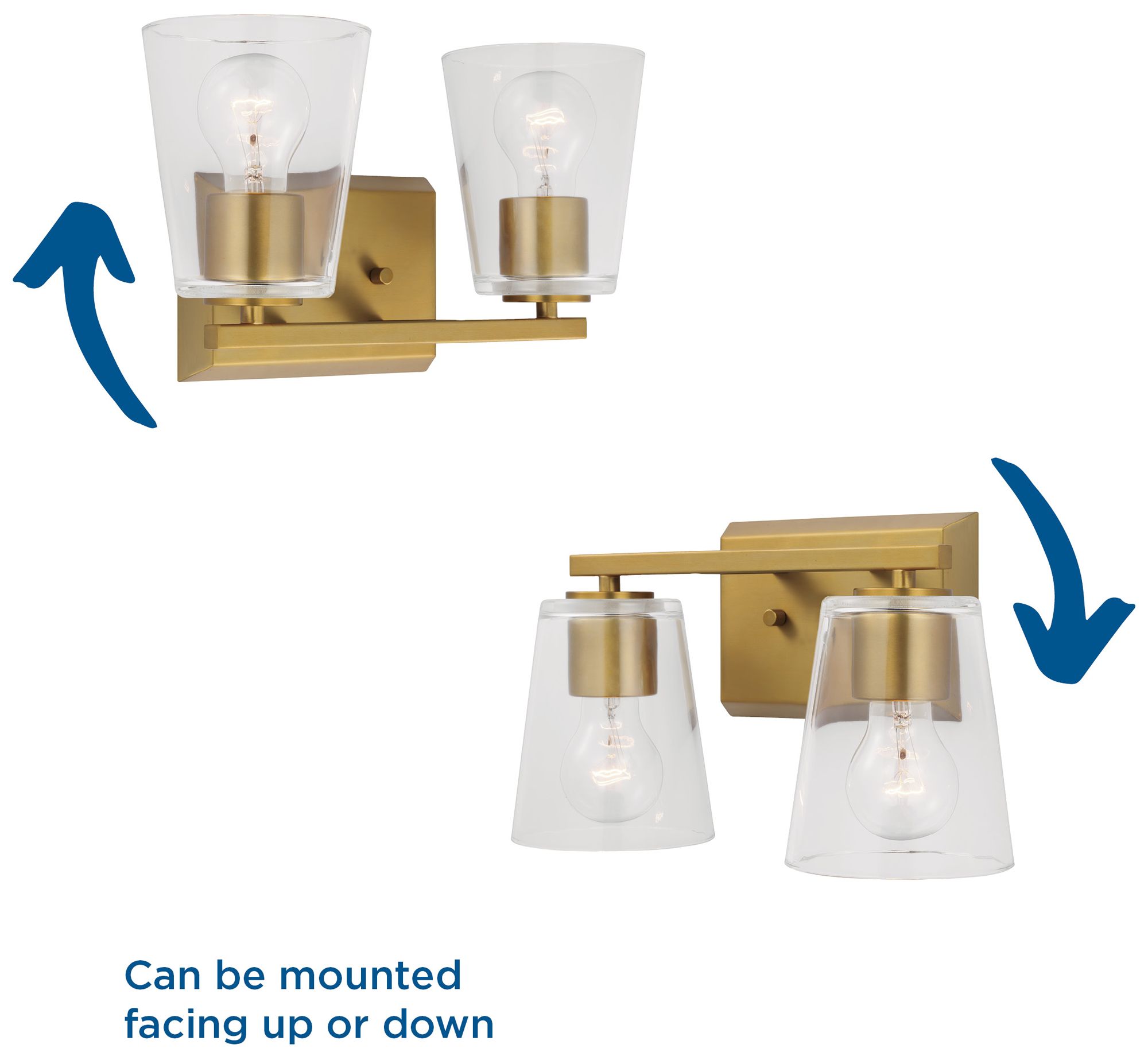 Vertex Collection Two-Light Clear Glass Contemporary Bath Light