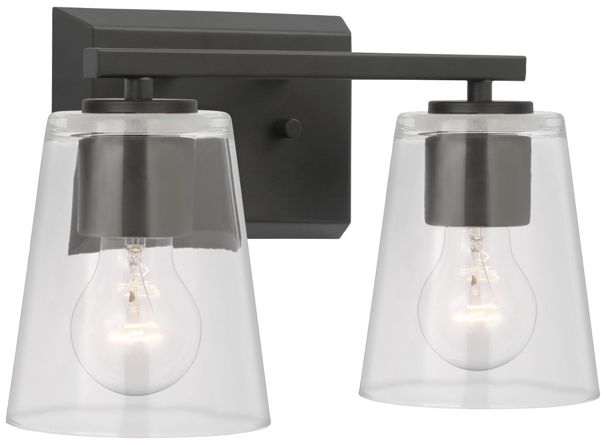 Vertex Collection Two-Light Clear Glass Contemporary Bath Light