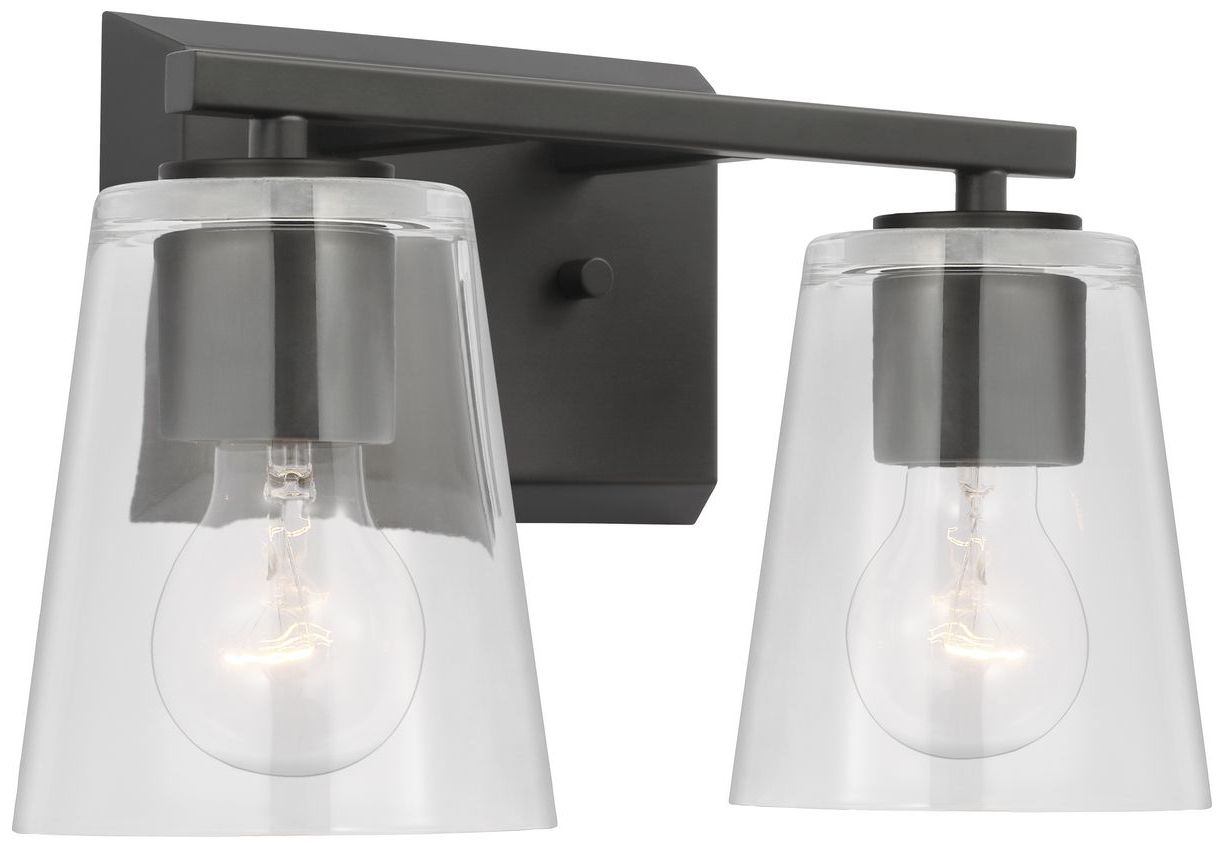 Image 3 Vertex Collection Two-Light Clear Glass Contemporary Bath Light more views