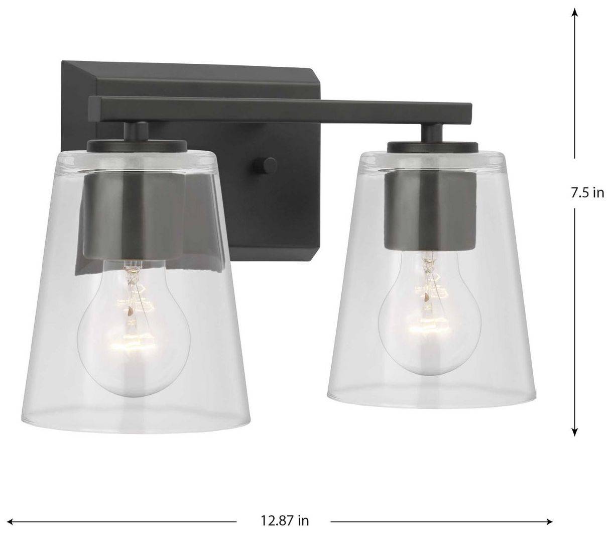Image 4 Vertex Collection Two-Light Clear Glass Contemporary Bath Light more views