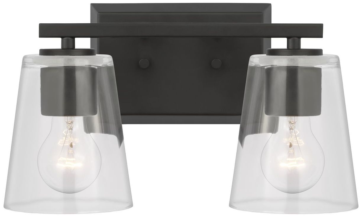 Image 5 Vertex Collection Two-Light Clear Glass Contemporary Bath Light more views