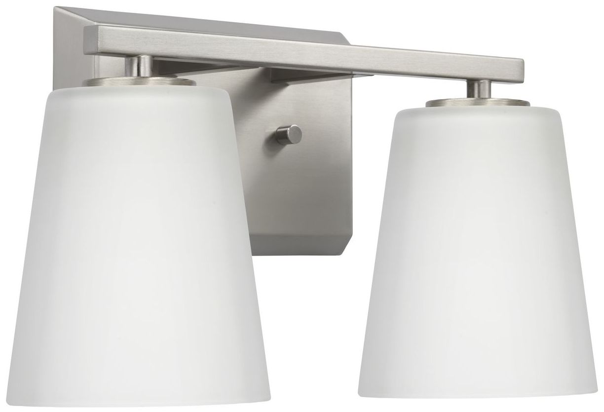 Image 3 Vertex Collection Two-Light Etched White Glass Contemporary Bath Light more views