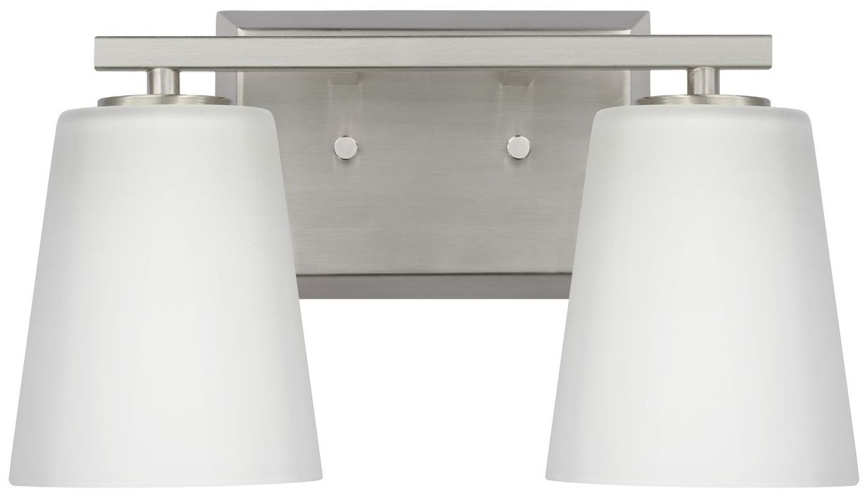Image 5 Vertex Collection Two-Light Etched White Glass Contemporary Bath Light more views