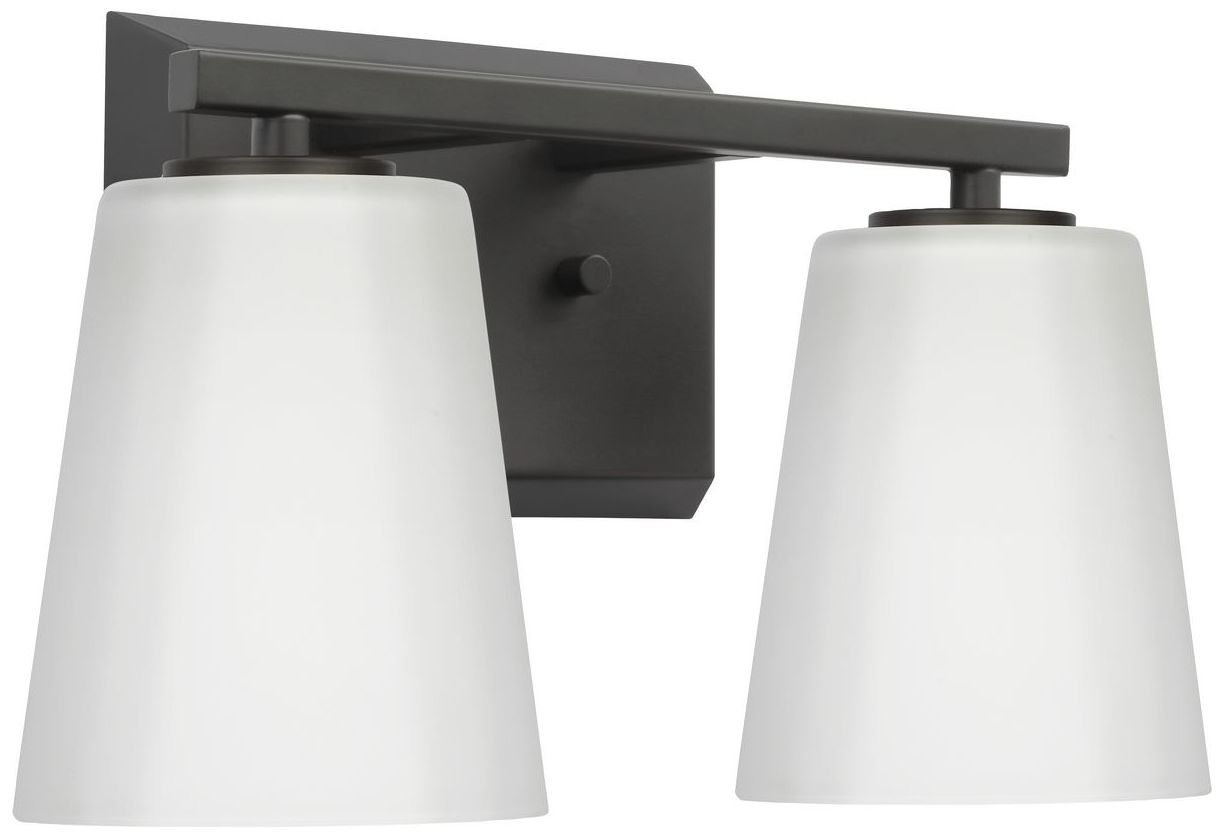 Image 3 Vertex Collection Two-Light Etched White Glass Contemporary Bath Light more views