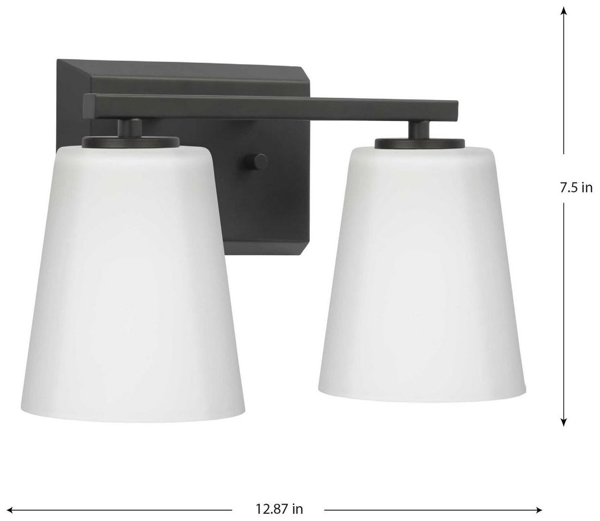 Image 4 Vertex Collection Two-Light Etched White Glass Contemporary Bath Light more views
