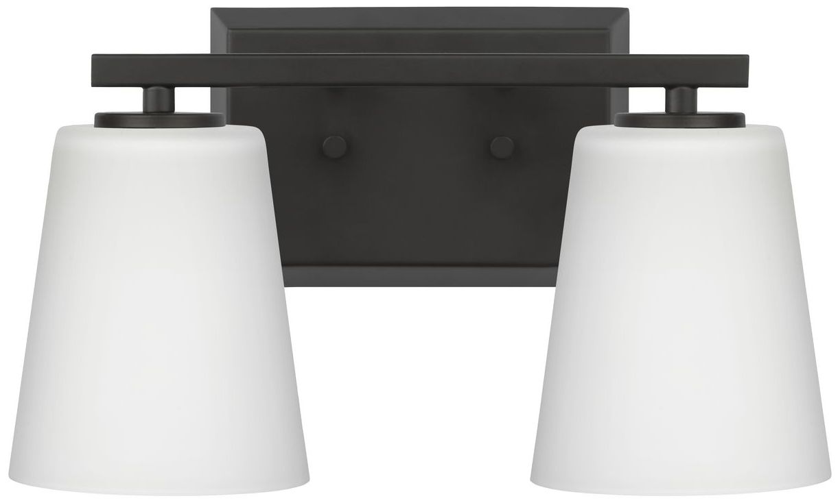 Image 5 Vertex Collection Two-Light Etched White Glass Contemporary Bath Light more views