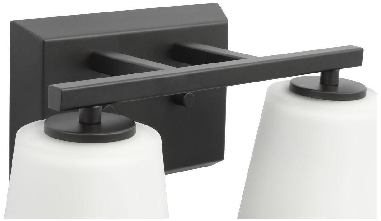 Image 6 Vertex Collection Two-Light Etched White Glass Contemporary Bath Light more views