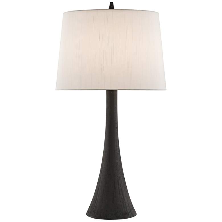 Image 1 Vertex Hand-Applied Black Sloping Tapered Column Table Lamp