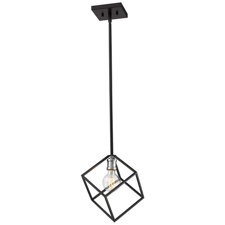 Image 1 Vertical 11 1/4" Wide Matte Black Cube-Shaped Mini Pendant