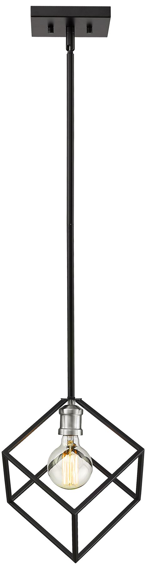 Image 4 Vertical 11 1/4" Wide Matte Black Cube-Shaped Mini Pendant more views