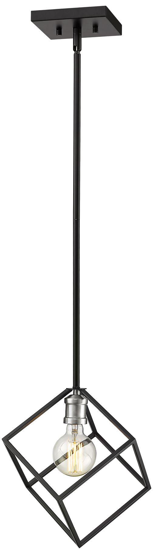 Image 5 Vertical 11 1/4" Wide Matte Black Cube-Shaped Mini Pendant more views