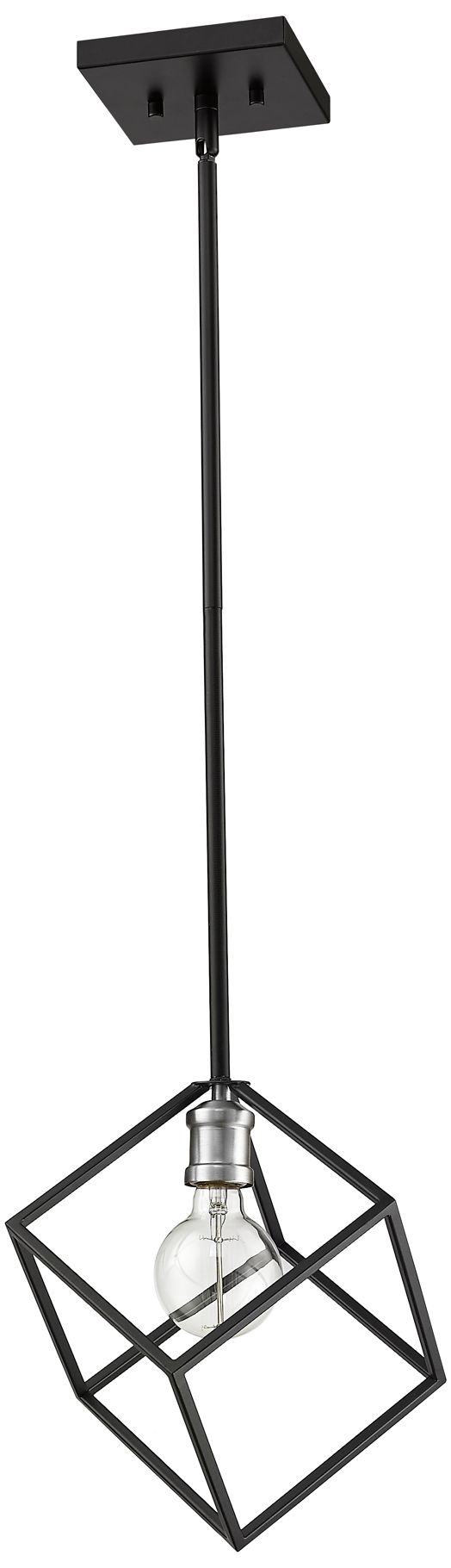 Image 7 Vertical 11 1/4" Wide Matte Black Cube-Shaped Mini Pendant more views