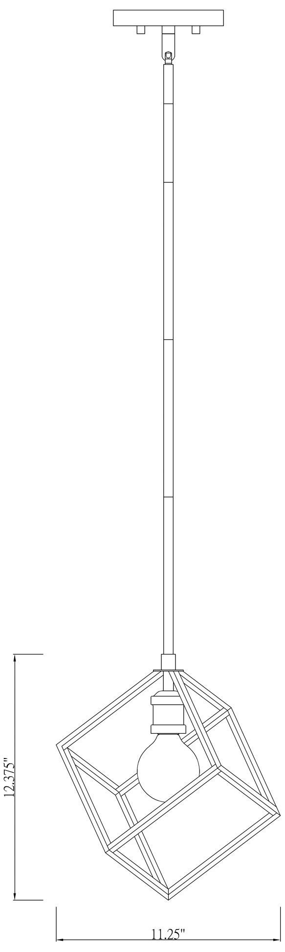 Vertical 11 1/4" Wide Matte Black Cube-Shaped Mini Pendant