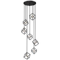 Vertical 23 1/2" Wide Matte Black and Nickel 7-Light Pendant