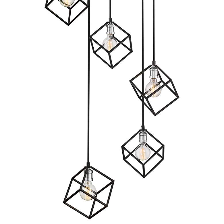 Image 4 Vertical 23 1/2" Wide Matte Black and Nickel 7-Light Pendant more views