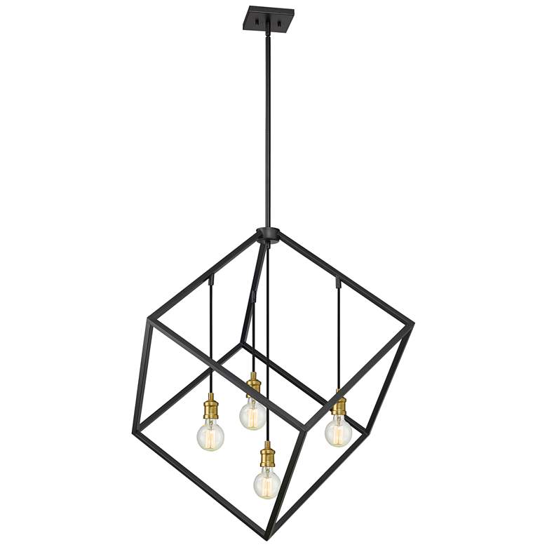 Image 2 Vertical 34" Wide Bronze and Olde Brass 4-Light Chandelier