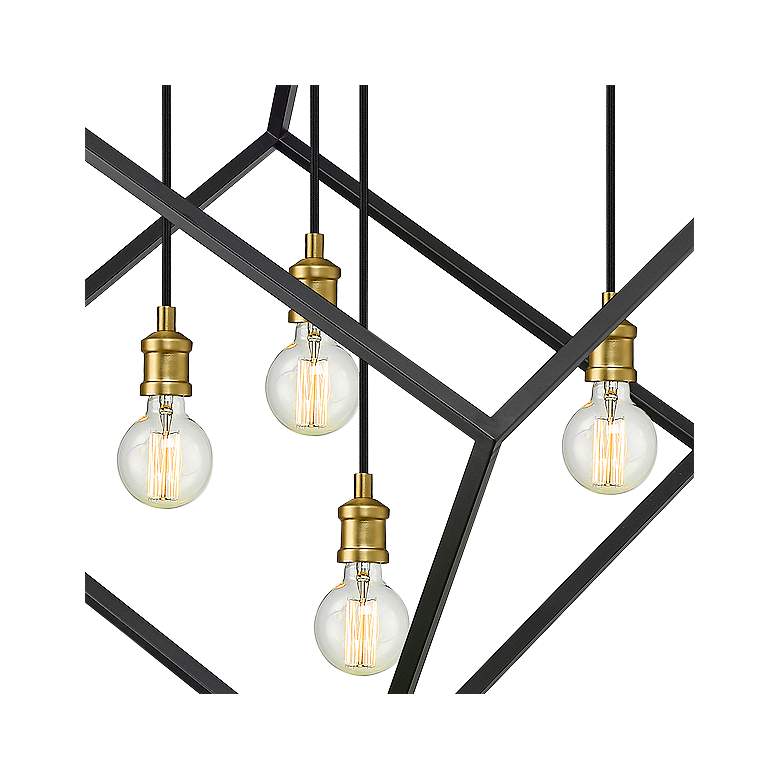 Image 3 Vertical 34" Wide Bronze and Olde Brass 4-Light Chandelier more views