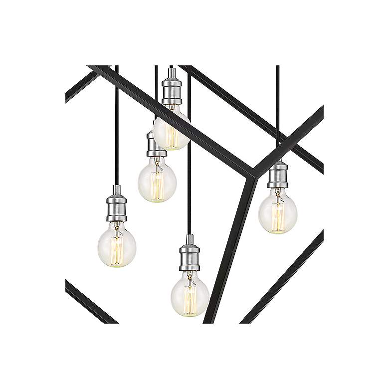 Image 3 Vertical 44 inch Wide Matte Black and Brushed Nickel 7-Light Pendant more views