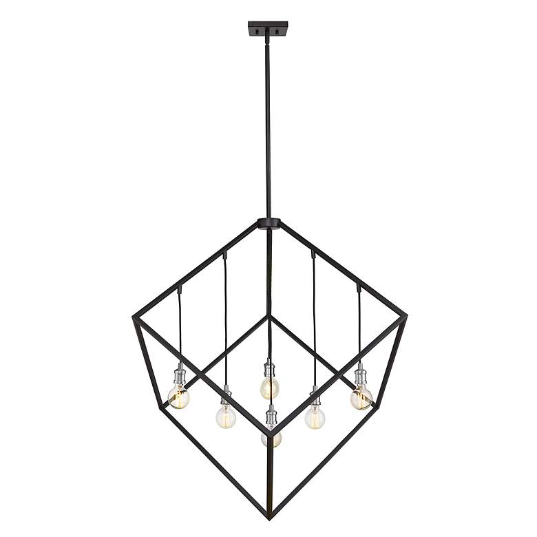 Image 3 Vertical 44" Wide Matte Black and Brushed Nickel 7-Light Pendant more views
