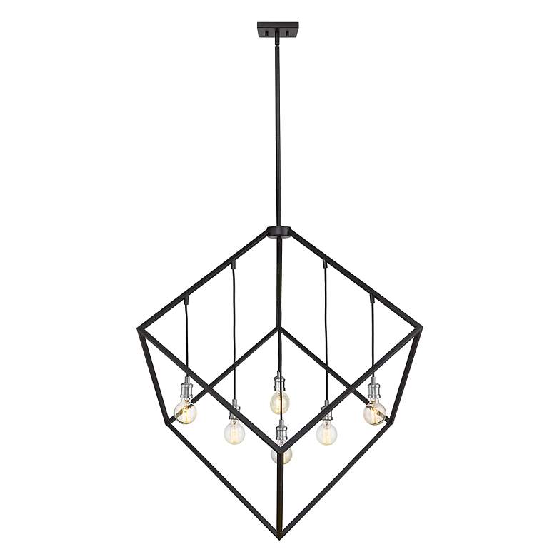 Image 3 Vertical 44 inch Wide Matte Black and Brushed Nickel 7-Light Pendant more views