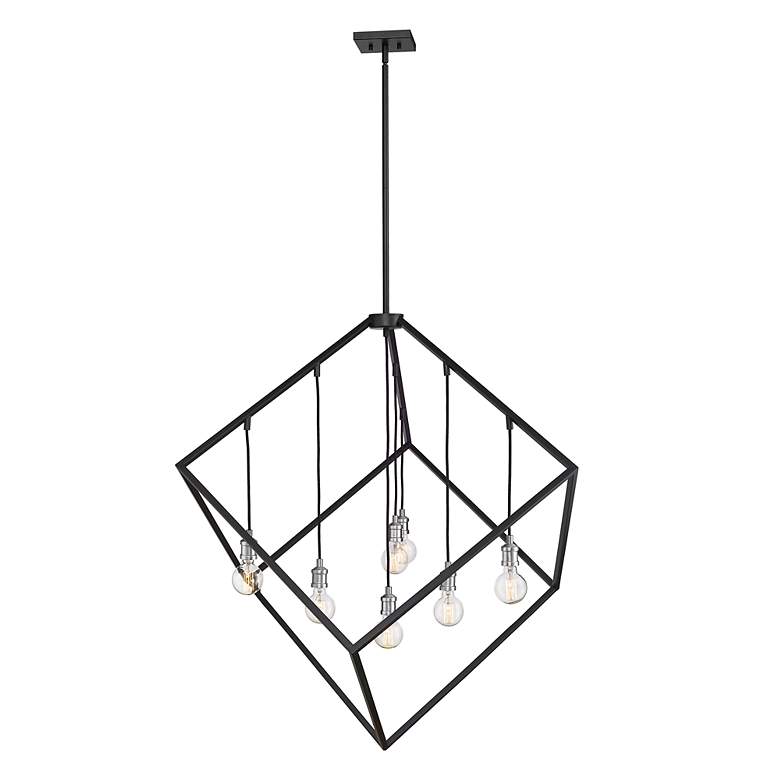 Image 4 Vertical 44 inch Wide Matte Black and Brushed Nickel 7-Light Pendant more views