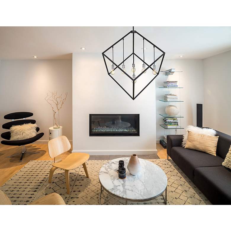 Image 7 Vertical 44" Wide Matte Black and Brushed Nickel 7-Light Pendant more views