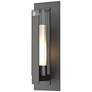 Vertical Bar Fluted Large Outdoor Sconce - Bronze - Opal and Clear Glass