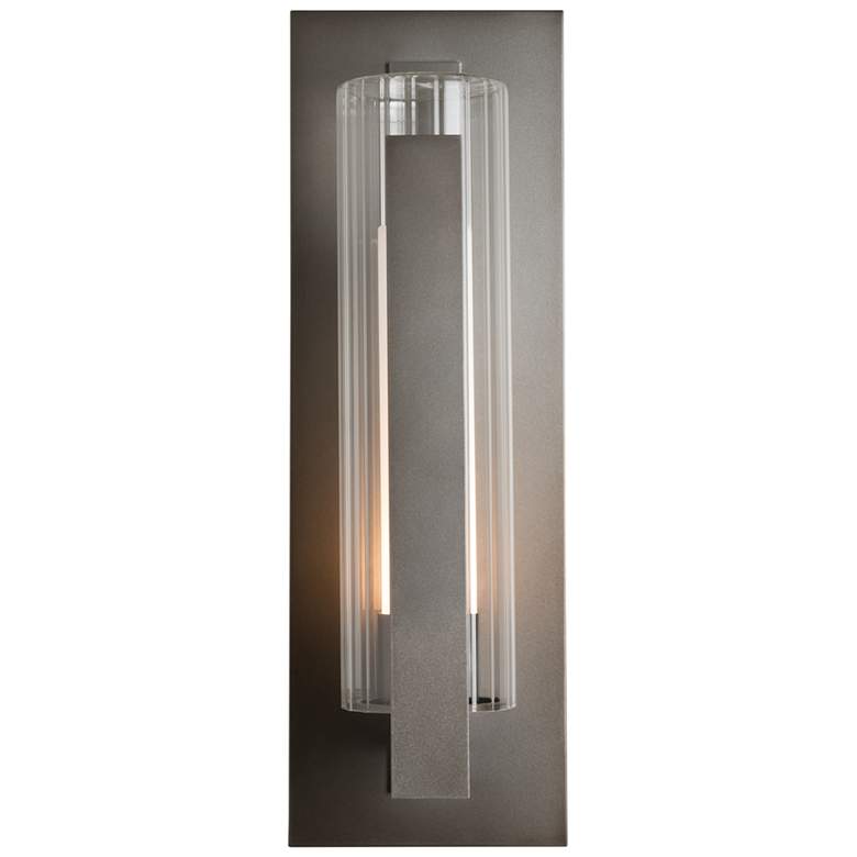 Image 1 Vertical Bar Fluted Large Outdoor Sconce - Smoke - Opal and Clear Glass