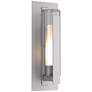 Vertical Bar Fluted Large Outdoor Sconce - Steel - Opal and Clear Glass