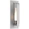 Vertical Bar Fluted Large Outdoor Sconce - Steel - Opal and Clear Glass