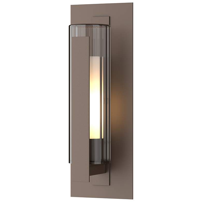 Image 1 Vertical Bar Fluted Medium Outdoor Sconce - Bronze - Opal and Clear Glass